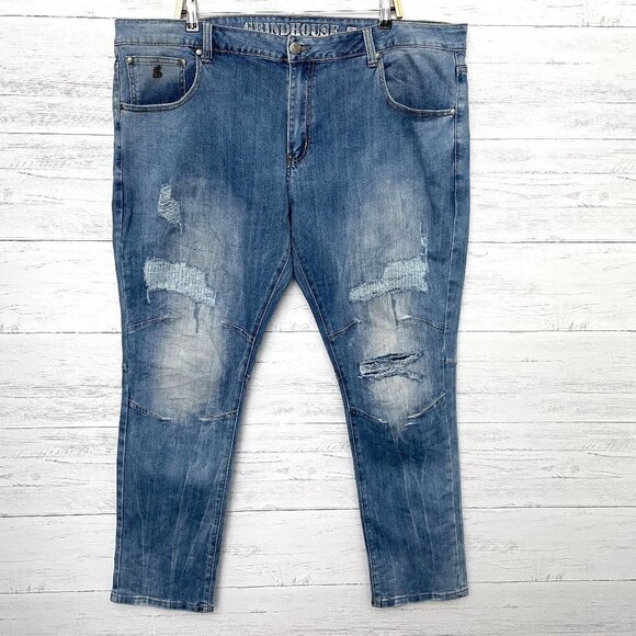 Grindhouse Men's Skinny Jeans Distressed Light Wash size 44 x 32 - Picture 1 of 8